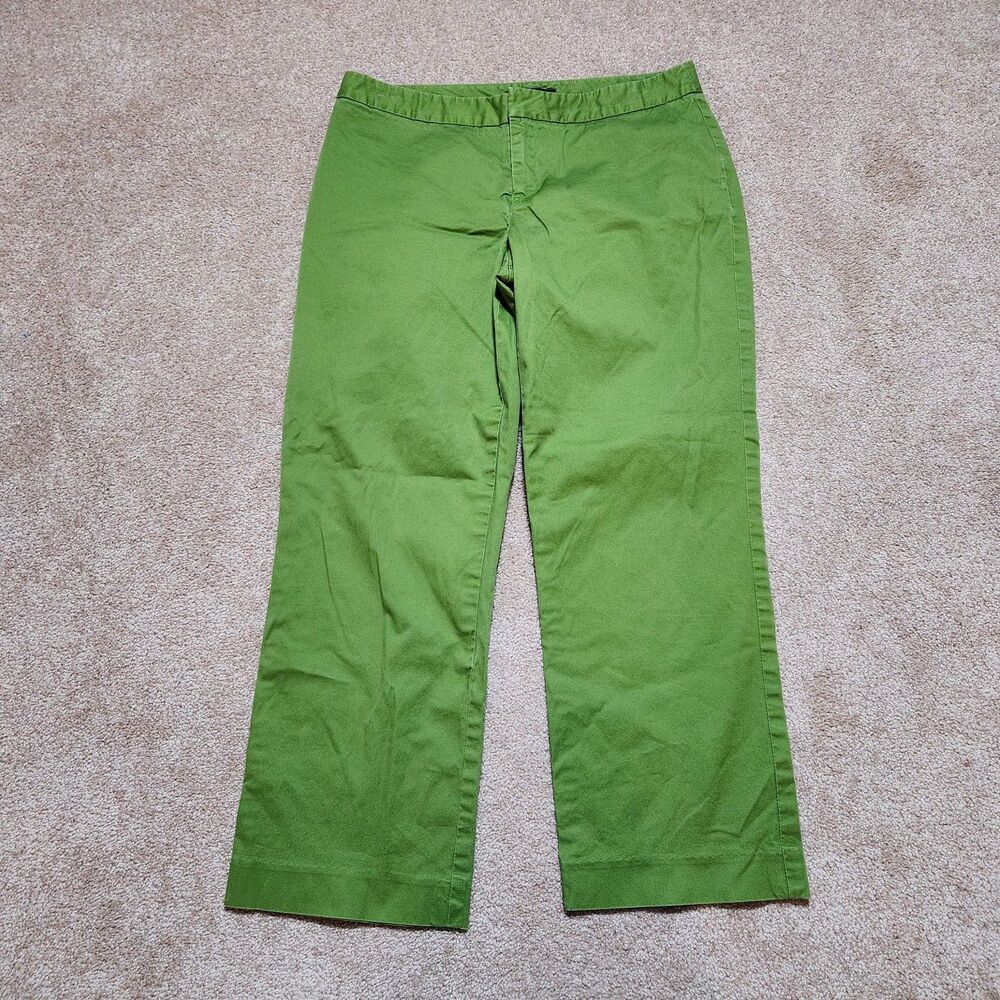 Banana Republic Pants Women M Green Mid Rise Straight Leg Cropped